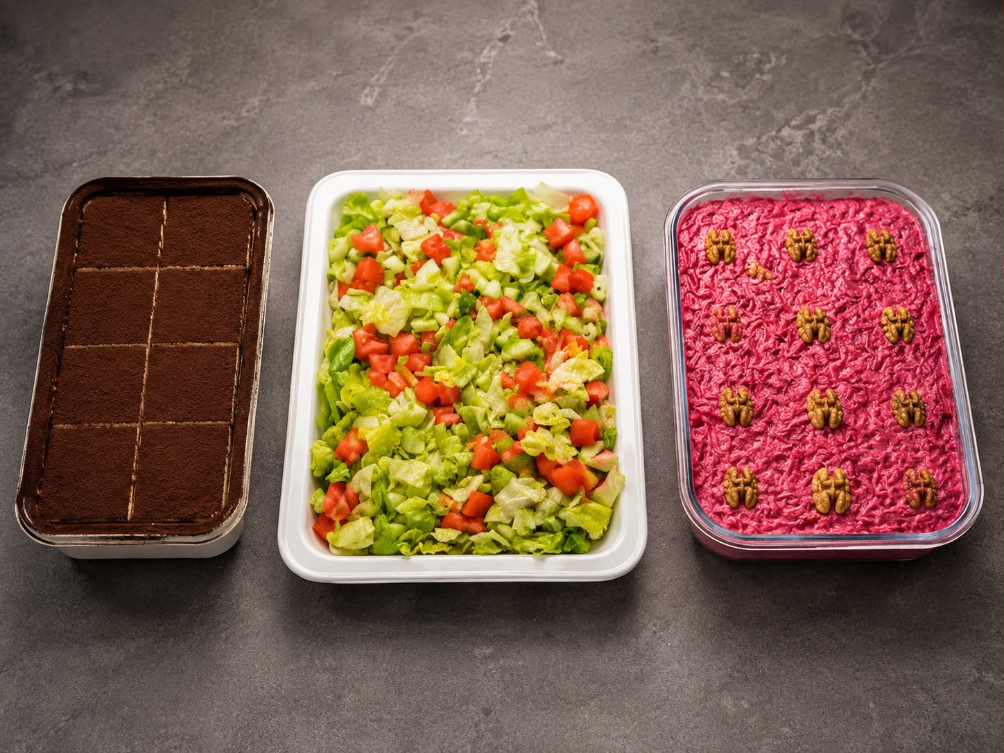 Salate und Dessert für Take Away